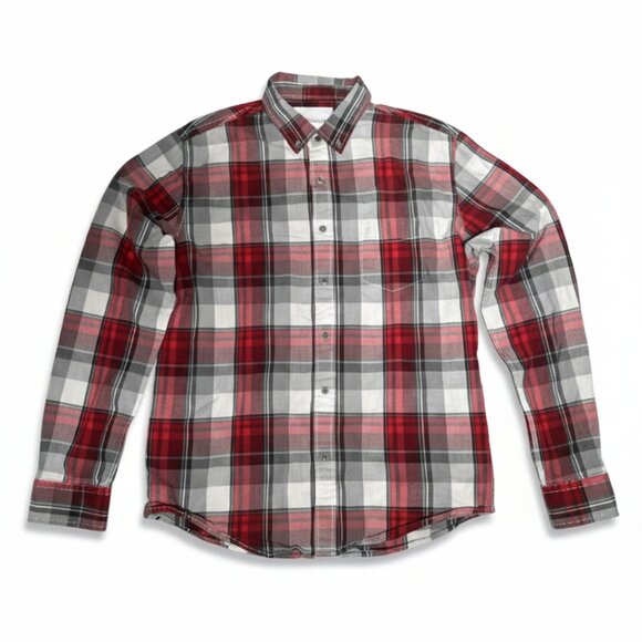 Aeropostale mens long sleeve windowpane plaid flannel button down shirt large - Picture 1 of 7
